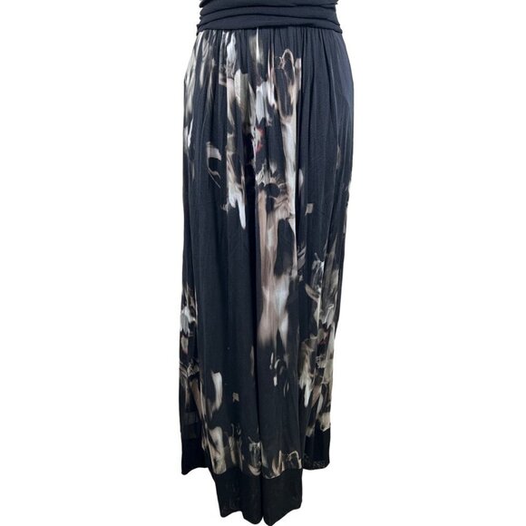NWT Elana Kattan Womens Size M Black Maxi Dress Stretch Mesh Abstract Floral - Picture 5 of 16